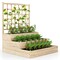 Natural Fir Wood Raised Garden Bed with 3-Tier Planter Boxes and Lattice Trellis for Climbing Plants